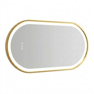 P&p Gold Oval Led Bathroom Mirror Anti Fog Dimmable Luxury Wall Mounted