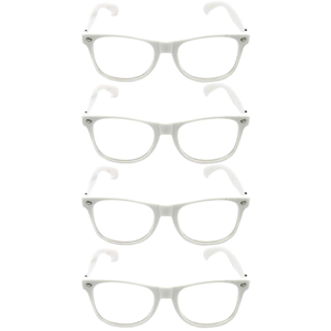 4x Wayfarer Sunglasses Glasses Party Wedding Fun Costume Dress Up White/Clear