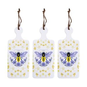 3pk Lvd Bee Folk Rectangular Ceramic/cork Trivet Home Kitchen Decor 30x12cm