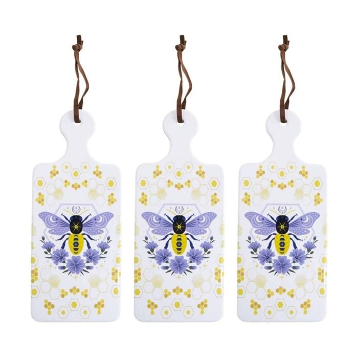 3pk Lvd Bee Folk Rectangular Ceramic/cork Trivet Home Kitchen Decor 30x12cm