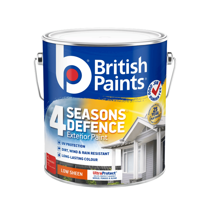 British Paints 4 Seasons Defence 4L Red Low Sheen Exterior Paint