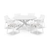 Houston Outdoor 1.5m Round Aluminium Dining Setting White With 6 Kansas Chairs & Sunbrella Beige Cushions
