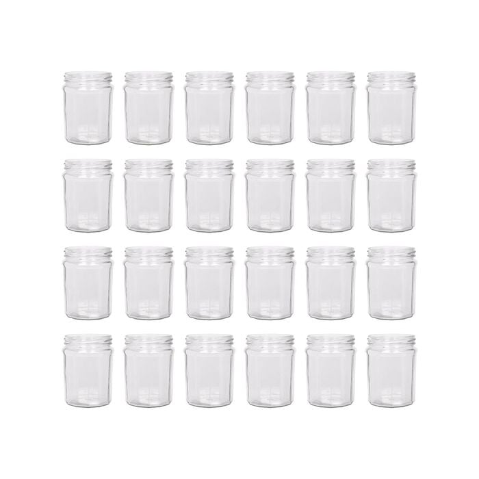 Argon Tableware 380ml Glass Jam Jars With No Lids - Set Of 24 Empty Screw Top Kitchen Storage Preserving Jar