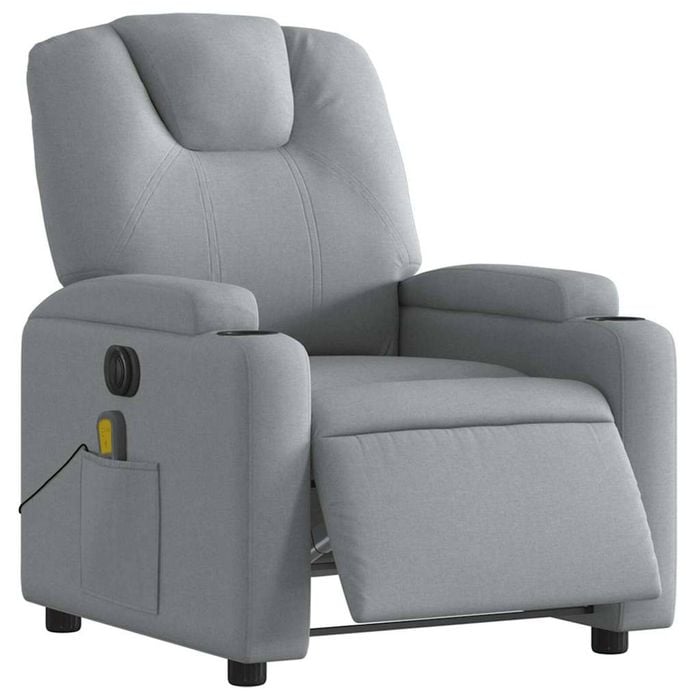 vidaXL Electric Massage Recliner Chair Armchair Single Sofa Light Grey Fabric