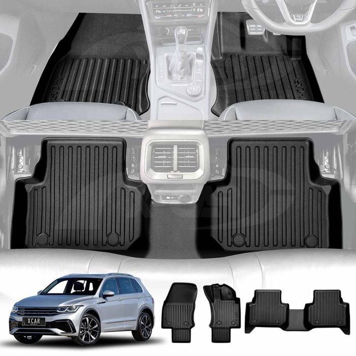 3D Floor Mats for Volkswagen VW Tiguan 2016-2024 Heavy Duty All Weather Mats Carpet Liner Set