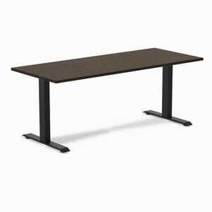 Desky Fixed Height Dark Bamboo Desk 180x75cm Matte Black Leg