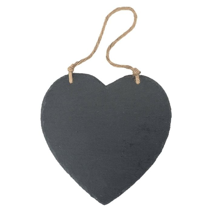 Nicola Spring Hanging Notice Board - 24.5 x 24.5cm - Heart Shaped Wall Hanging Board Home Office Kitchen Chalkboard