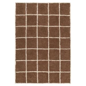 Loopsie-230cm X 160cm-kigali Brown Grid Cotton Rug