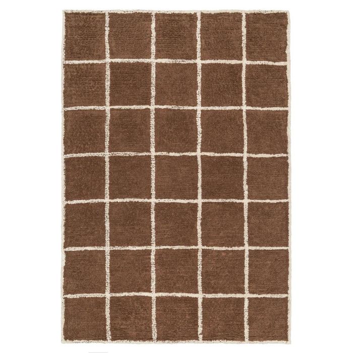 Loopsie-230cm X 160cm-kigali Brown Grid Cotton Rug