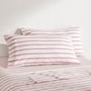 Dreamaker Bask Washed Cotton Yarn Dyed Stripe King Pillowcase Pink Pearl Twin Pack