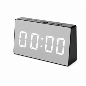 Clevinger 13cm Black LED Digital Alarm Clock with Mirror Display Snooze