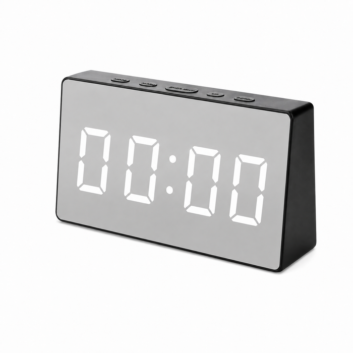 Clevinger 13cm Black LED Digital Alarm Clock with Mirror Display Snooze