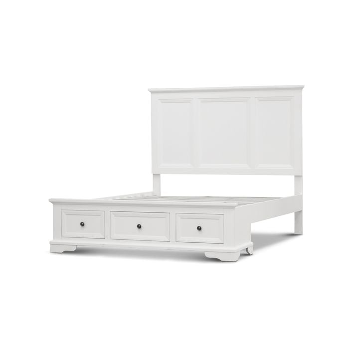 Celosia King Size Bed Frame Timber Mattress Base With Storage Drawers - White