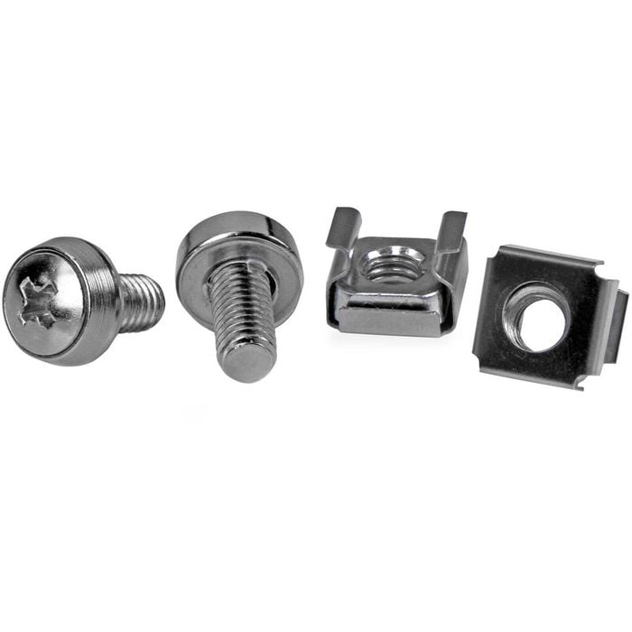 StarTech.com 50 Pkg M6 Mounting Screws and Cage Nuts - Cage Nut, Rack Screw - Stainless Steel - Silver - 50 / Pack