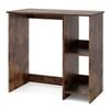 Costway 80cm Wood Computer Desk Writing Workstation Office Shelves Brown