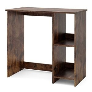 Costway 80cm Wood Computer Desk Writing Workstation Office Shelves Brown
