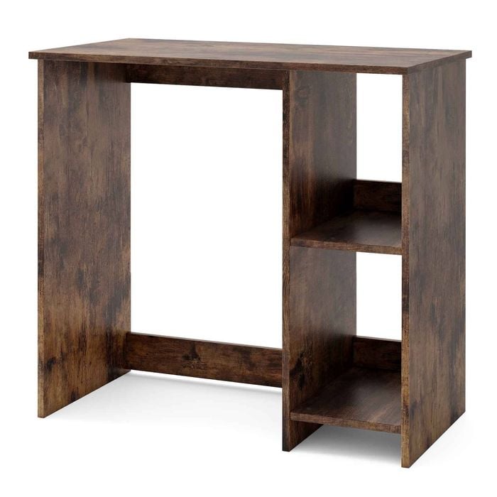 Costway 80cm Wood Computer Desk Writing Workstation Office Shelves Brown