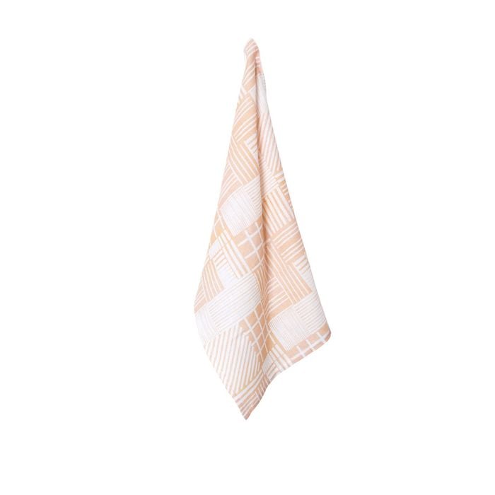 J.Elliot 100% Linen Print Tea Towel Rue Blush