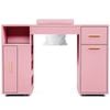 Ufurniture Manicure Table Nail Desk Electric Dust Collector Wrist Rest Drawers Shelves Cabinet Storage Rolling Wheels Pink
