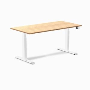 Desky Dual Sit to Stand Bamboo Desk 1500x750mm White Frame