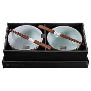 Omotenashi Sori Kinnsaibotan Set of 2 Donburi Bowls & Chopsticks