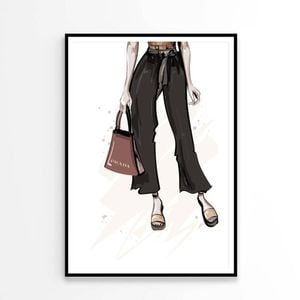 Stylish Brown Slippers with Elegant Handbag   Print 100% Australian Made 90 x 120cm   (Poster)