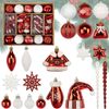 Catzon 45 Pcs Christmas Ornaments Shatterproof Xmas Hat Gloves Balls for Holiday