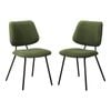 Oikiture 2x Dining Chair Vintage Retro Polyester Kitchen Padded Lounge Green