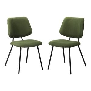 Oikiture 2x Dining Chair Vintage Retro Polyester Kitchen Padded Lounge Green