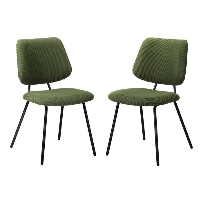 Oikiture 2x Dining Chair Vintage Retro Polyester Kitchen Padded Lounge Green