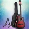 Alpha 34" Guitar Classical Acoustic Cutaway Kids 1/2 Size Red w/ Capo Tuner