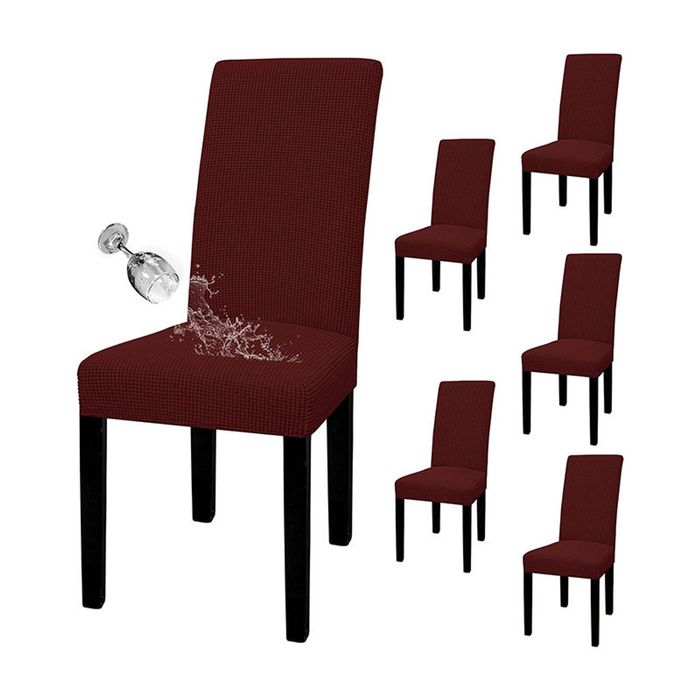 Catzon 6 Pcs Dining Chair Covers Waterproof Stretch-WineRed