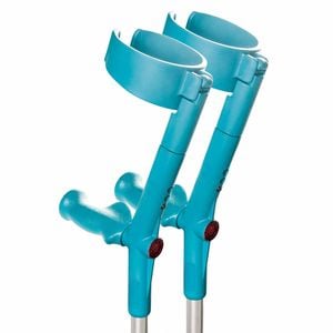Forearm Crutches With Safety Cuff & Hinge, Lightweight & Adjustable - Aqua