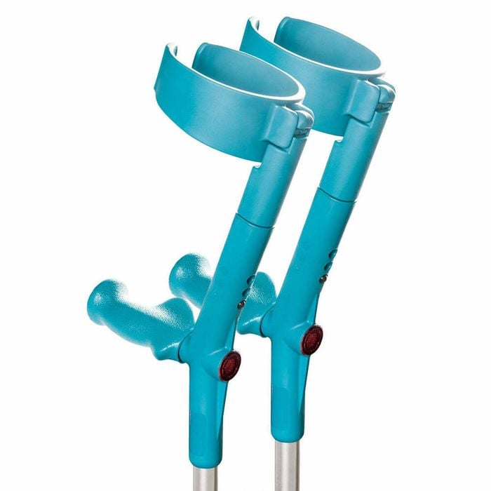 Forearm Crutches With Safety Cuff & Hinge, Lightweight & Adjustable - Aqua