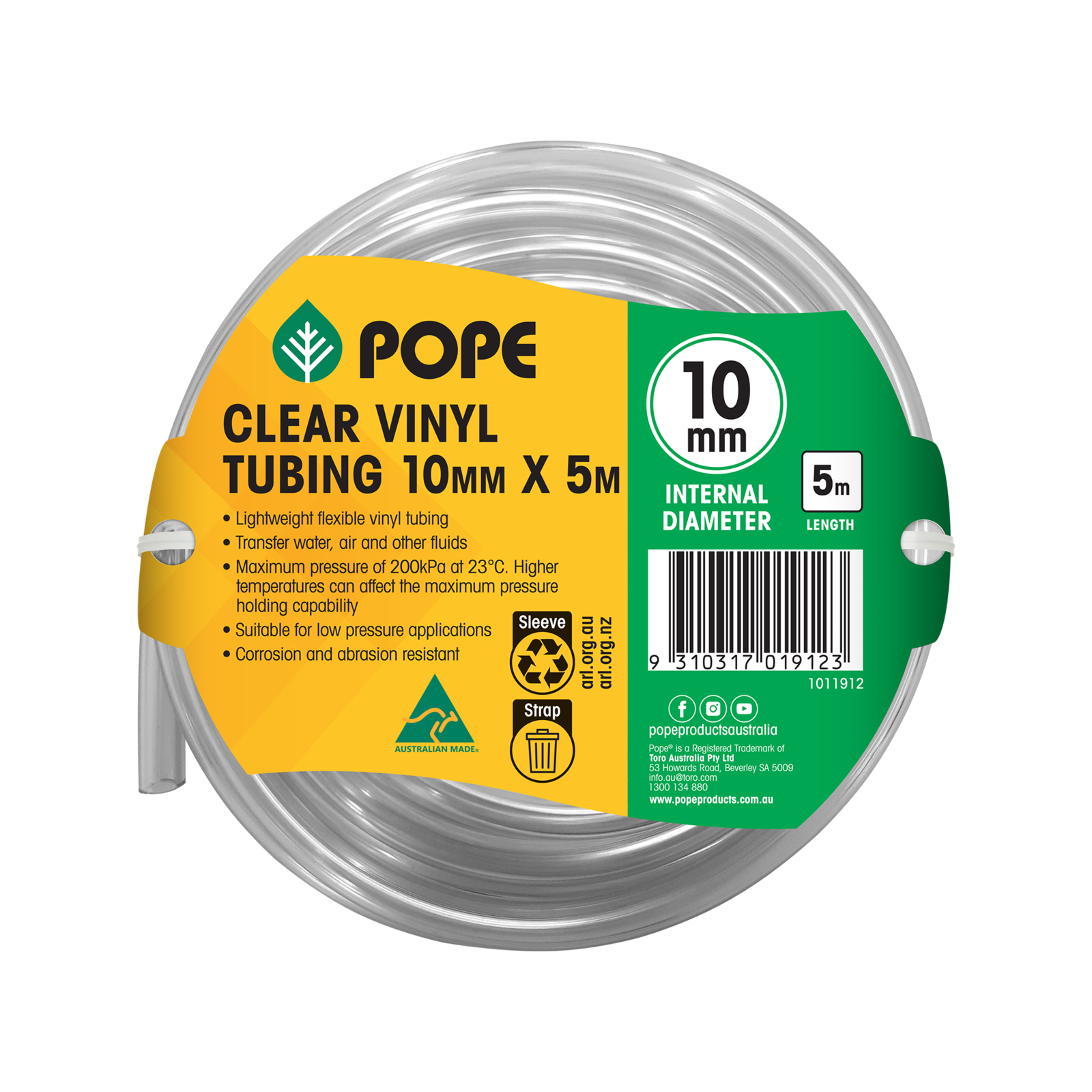Clear Vinyl Tubing 12.5mm X 10m - Food Grade PVC, AS2070 Standard Water Hose