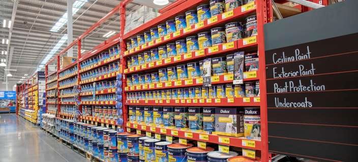 Paint aisle at Bunnings.