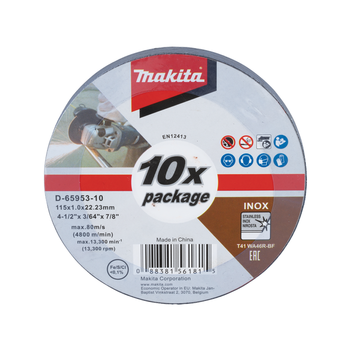 Makita 115 x 22mm Cut Off Discs - 10 Pack