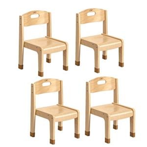 Jooyes Goteborg Kids Stackable Chairs H26cm 4 Pcs - Original Wood Colour | 35cm | Kids Chair