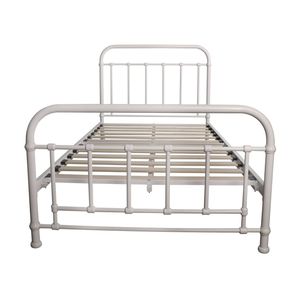 Metallica  Single Bed Size Metal Frame Platform Mattress Base White