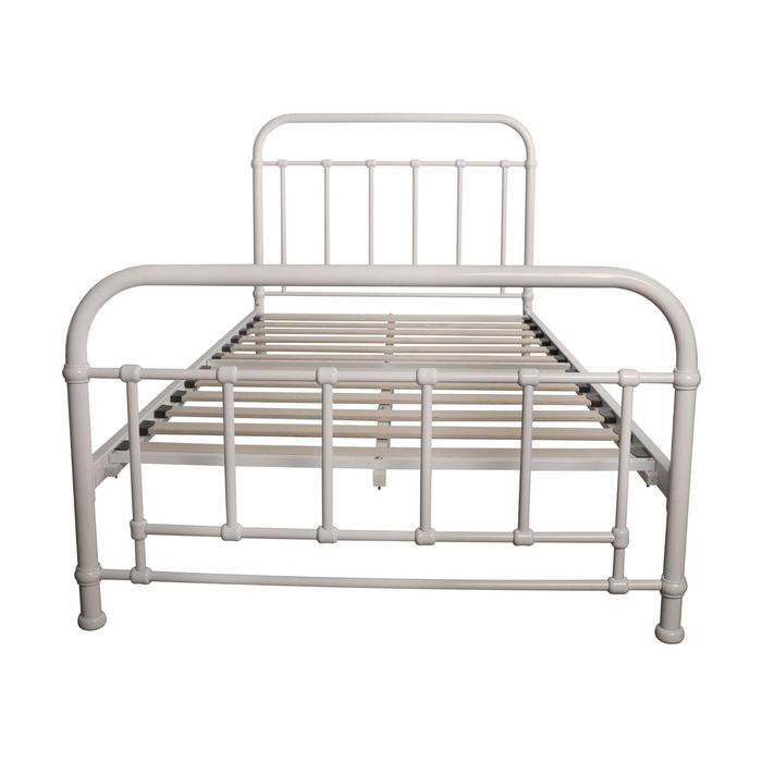 Metallica  Single Bed Size Metal Frame Platform Mattress Base White