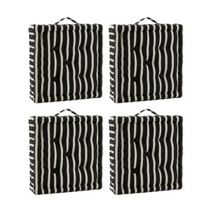 4pk Cdsi Essential Box Cushion Stripe Recycled Cotton Polyester Black 40x40x8cm