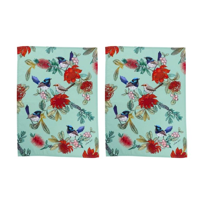 2x Maxwell & Williams Eloise Short Native Grace Superb Fairy Wren Tea Towel 70cm