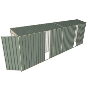 Build-a-Shed 0.8 x 6 x 2m Hinged Door Tunnel Shed with Dual Single Sliding Side Doors - Green