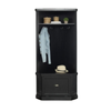 Maestro Furniture Carlo Corner Hall Tree Coat Rack Shoe cabinet Distressed Black