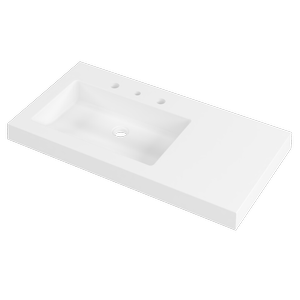 Timberline 900mm White Gloss 3TH Essential Wall Basin Left Bowl
