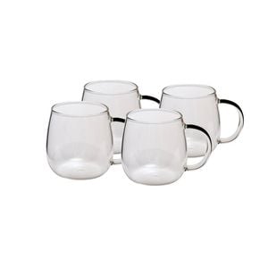 4pc Coffee Culture Arlo 400ml Glass Single Wall Hot/Cold Drink Mug Set Clear