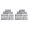 14pc Renee Taylor Stella 650GSM Cotton Bath/Hand Towel Set - Silver