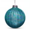 Christabelle 6 Teal Glass Christmas Baubles Textured Gloss 8cm Xmas Tree Decorations Hanging Ornaments Gift Boxed Set