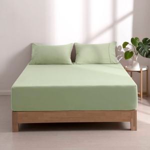 Dreamaker Superfine Washed Microfibre Combo Fitted Sheet Set Sage Green King Single Bed