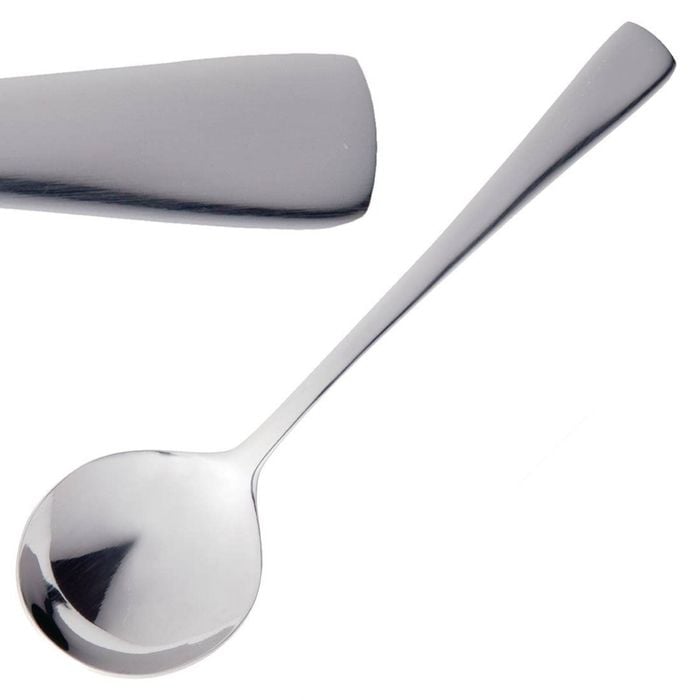 Olympia Soup Spoons Clifton 18/0 Stainless Steel Polished Finish 12 Pack 180mm